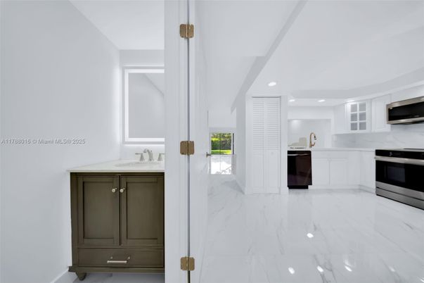 Interior, Kitchen, Marble, Recessed Lighting, Stainless Steel Appliances