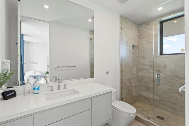 Bathroom, Glass Shower, Interior, Recessed Lighting