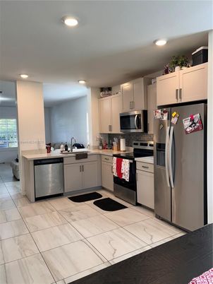 Interior, Kitchen, Marble, Recessed Lighting, Stainless Steel Appliances