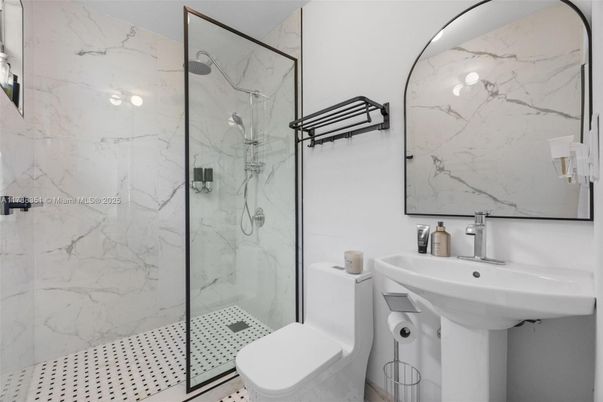 Bathroom, Glass Shower, Interior, Marble Walls