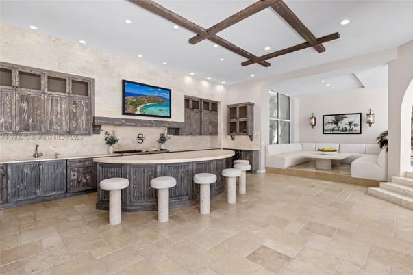 Interior, Living room, Recessed Lighting, Wooden Beams
