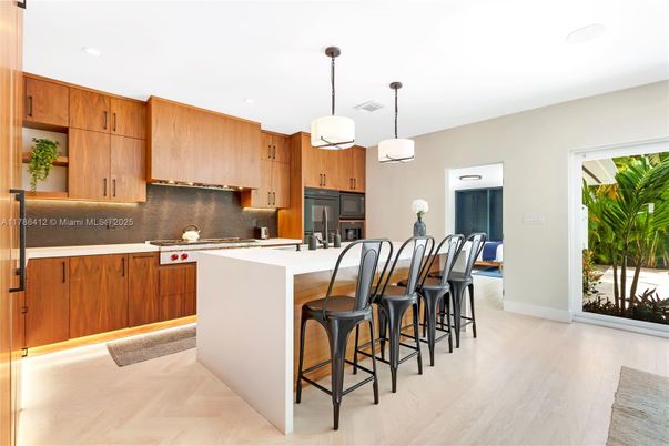 Interior, Kitchen, Pendant Lights, Recessed Lighting, Wood Texture Flooring