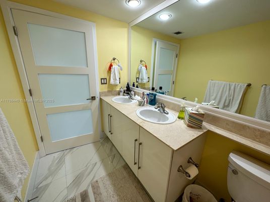 Bathroom, Dual Sink Vanities, Interior, Marble, Recessed Lighting