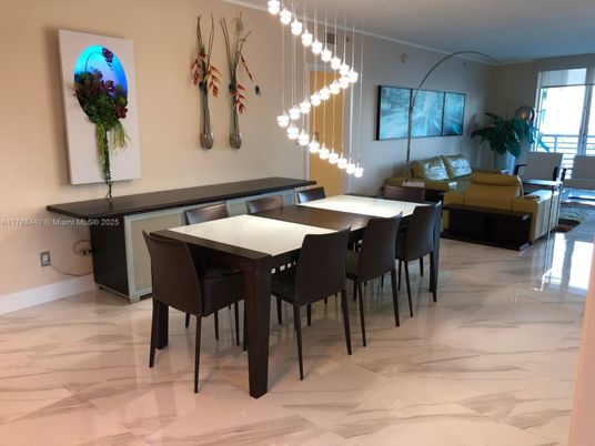 Dining room, Interior, Living room, Marble, Pendant Lights