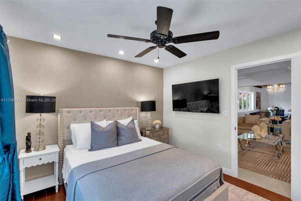 Bedroom, Chandelier, Interior, Recessed Lighting