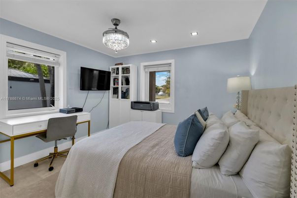 Bedroom, Chandelier, Home Office, Interior, Recessed Lighting