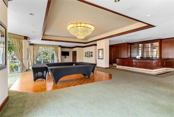 Billiard Table, Chandelier, Game Room, Interior, Recessed Lighting