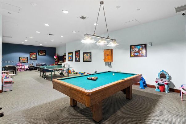 Billiard Table, Game Room, Interior, Pendant Lights, Recessed Lighting