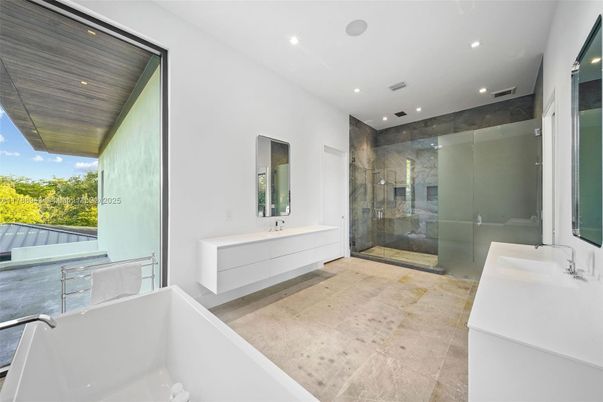 Bathroom, Dual Sink Vanities, Glass Shower, Interior, Recessed Lighting