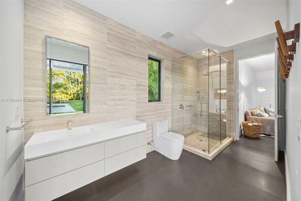 Bathroom, Glass Shower, Interior, Recessed Lighting