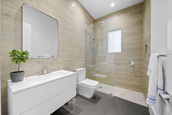 Bathroom, Glass Shower, Interior, Recessed Lighting