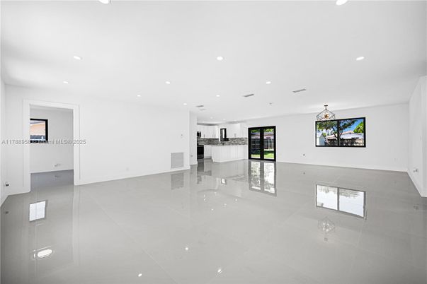 Empty room, Interior, Kitchen, Pendant Lights, Recessed Lighting