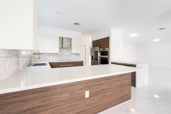 Interior, Kitchen, Marble, Recessed Lighting, Stainless Steel Appliances