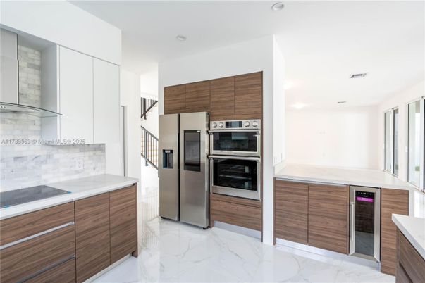 Interior, Kitchen, Marble, Recessed Lighting, Stainless Steel Appliances