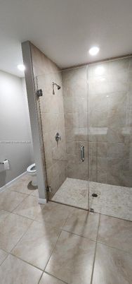 Bathroom, Glass Shower, Interior, Recessed Lighting