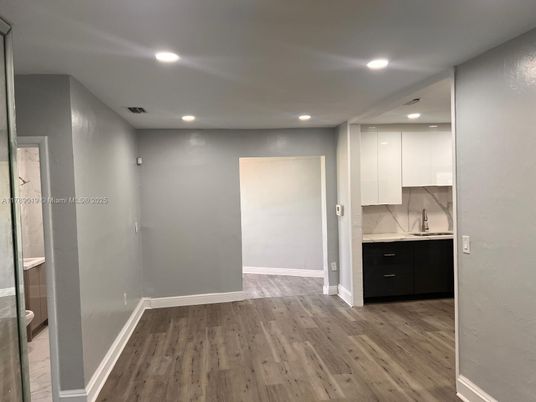 Interior, Kitchen, Recessed Lighting, Wood Texture Flooring