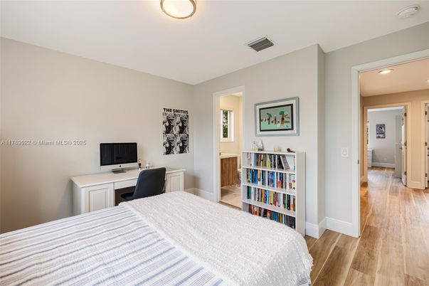 Bedroom, Home Office, Interior, Recessed Lighting, Wood Texture Flooring
