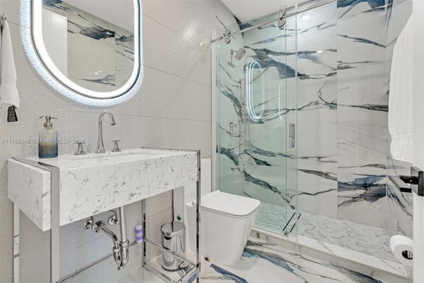 Bathroom, Glass Shower, Interior, Marble, Marble Walls
