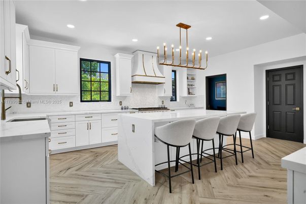 Interior, Kitchen, Pendant Lights, Recessed Lighting, Wood Texture Flooring