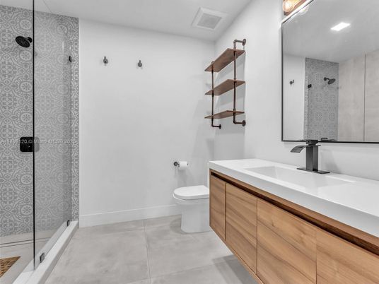 Bathroom, Dual Sink Vanities, Glass Shower, Interior, Recessed Lighting