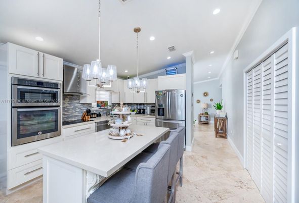 Interior, Kitchen, Pendant Lights, Recessed Lighting, Stainless Steel Appliances
