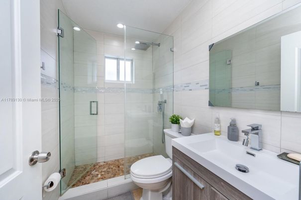 Bathroom, Glass Shower, Interior, Recessed Lighting
