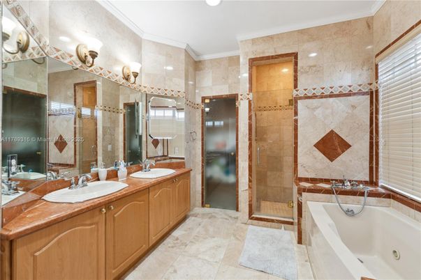 Bathroom, Dual Sink Vanities, Glass Shower, Interior, Recessed Lighting