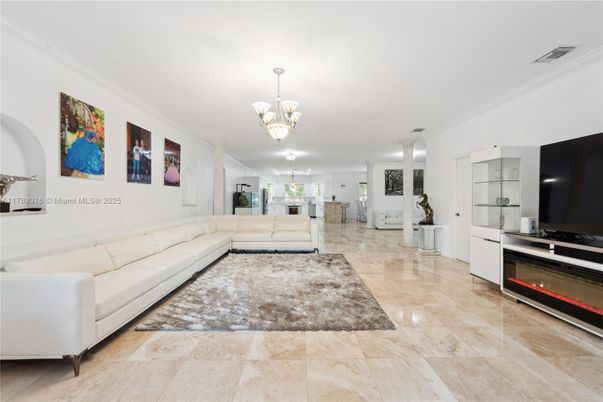 Chandelier, Fireplace, Interior, Living room