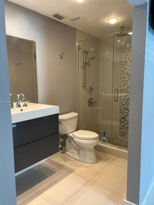 Bathroom, Glass Shower, Interior, Recessed Lighting