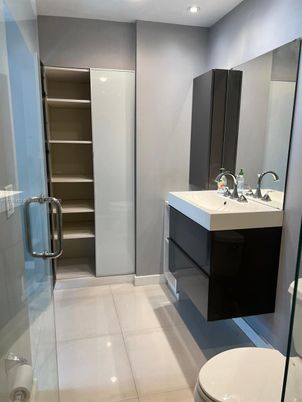 Bathroom, Glass Shower, Interior, Recessed Lighting