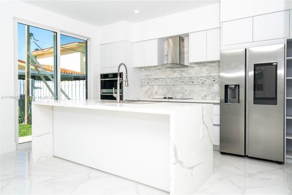 Interior, Kitchen, Marble, Recessed Lighting, Stainless Steel Appliances