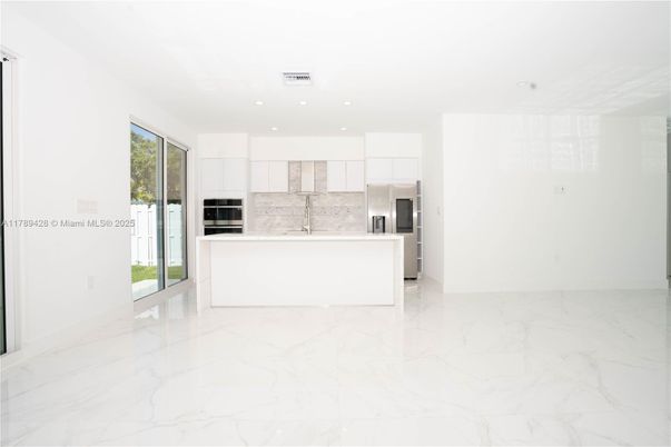 Interior, Kitchen, Marble, Recessed Lighting, Stainless Steel Appliances