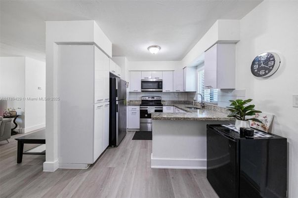 Interior, Kitchen, Stainless Steel Appliances, Wood Texture Flooring