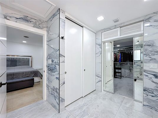 Bedroom, Interior, Marble, Marble Walls, Recessed Lighting