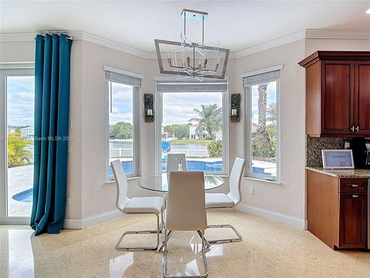 Dining room, Interior, Pendant Lights, Water