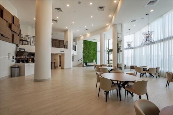 Dining room, Interior, Pendant Lights, Recessed Lighting, Wood Texture Flooring