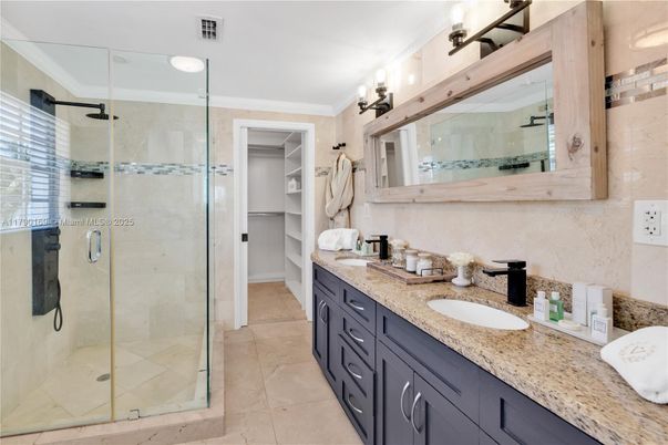 Bathroom, Dual Sink Vanities, Glass Shower, Interior