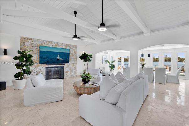 Fireplace, Interior, Living room, Stone Walls, Water
