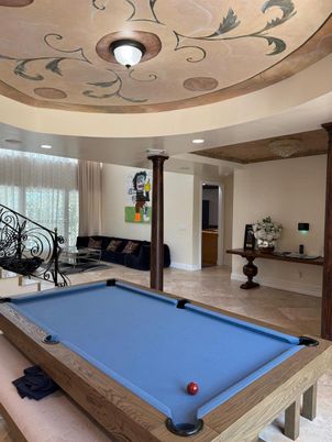 Billiard Table, Game Room, Interior, Recessed Lighting