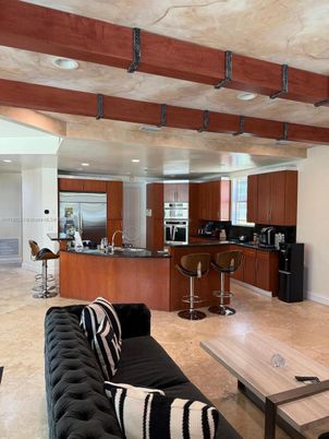 Interior, Kitchen, Recessed Lighting, Stainless Steel Appliances, Wooden Beams