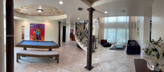 Billiard Table, Game Room, Interior, Recessed Lighting