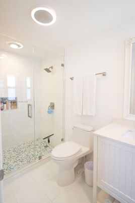 Bathroom, Glass Shower, Interior, Recessed Lighting