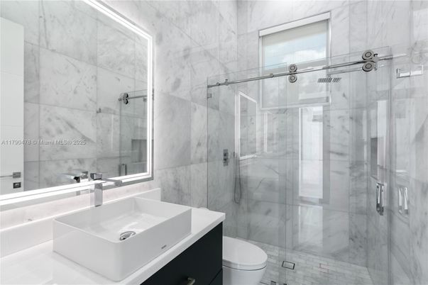 Bathroom, Glass Shower, Interior, Marble Walls