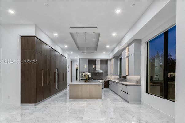Interior, Kitchen, Marble, Recessed Lighting, Stainless Steel Appliances
