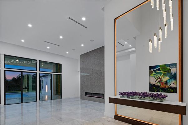 Fireplace, Interior, Marble, Pendant Lights, Recessed Lighting