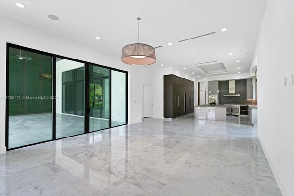 Interior, Kitchen, Marble, Pendant Lights, Recessed Lighting