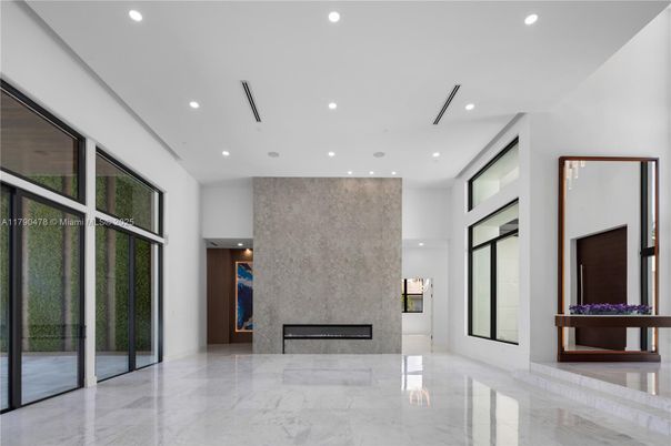 Fireplace, Interior, Marble, Recessed Lighting