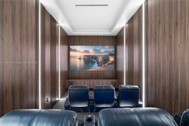 Home Theatre Room, Interior, Recessed Lighting, Theatre Room, Wooden Walls
