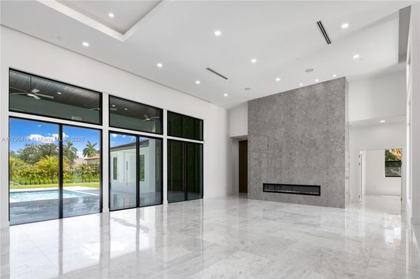 Empty room, Fireplace, Interior, Marble, Recessed Lighting