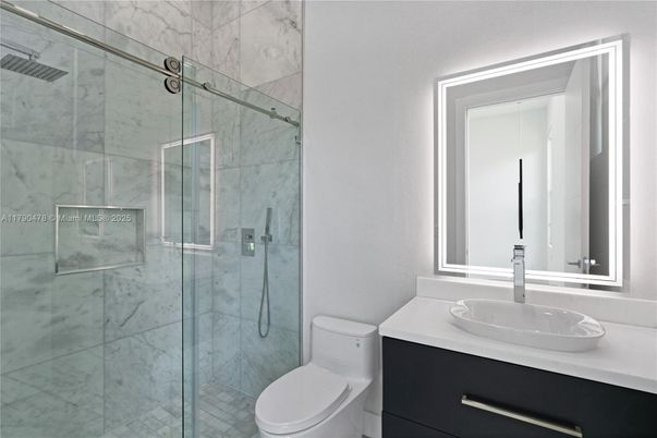 Bathroom, Glass Shower, Interior, Marble Walls